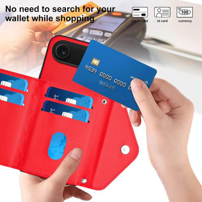 For iPhone Air Rhombic Texture Card Bag RFID Phone Case with Long Lanyard(Red) - iPhone Air Cases by buy2fix | Online Shopping UK | buy2fix