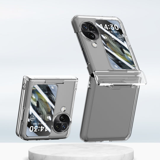 For OPPO Find N3 Flip PC Skin Feel Integrated Foldable Mid Shaft Phone Case(Transparent)