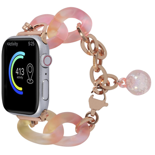 For Apple Watch SE 2023 44mm Gradient Resin Chain Watch Band(Pink) by buy2fix