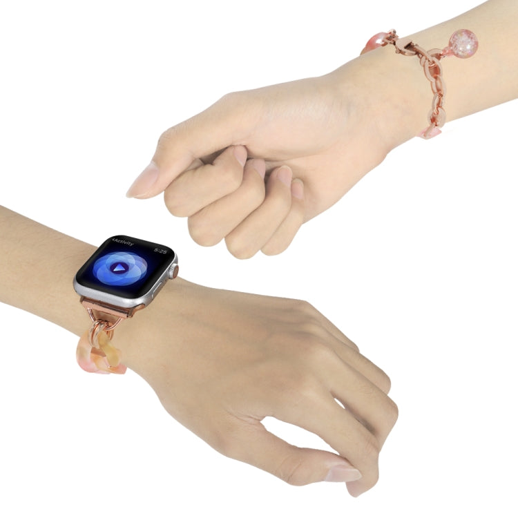 For Apple Watch SE 2023 44mm Gradient Resin Chain Watch Band(Pink) by buy2fix
