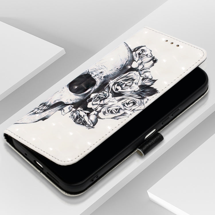 For Xiaomi Redmi Note 13 5G Global 3D Painting Horizontal Flip Leather Phone Case(Skull) - Xiaomi Cases by buy2fix | Online Shopping UK | buy2fix