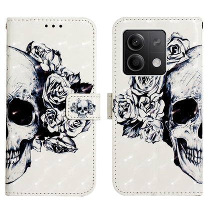 For Xiaomi Redmi Note 13 5G Global 3D Painting Horizontal Flip Leather Phone Case(Skull) - Xiaomi Cases by buy2fix | Online Shopping UK | buy2fix