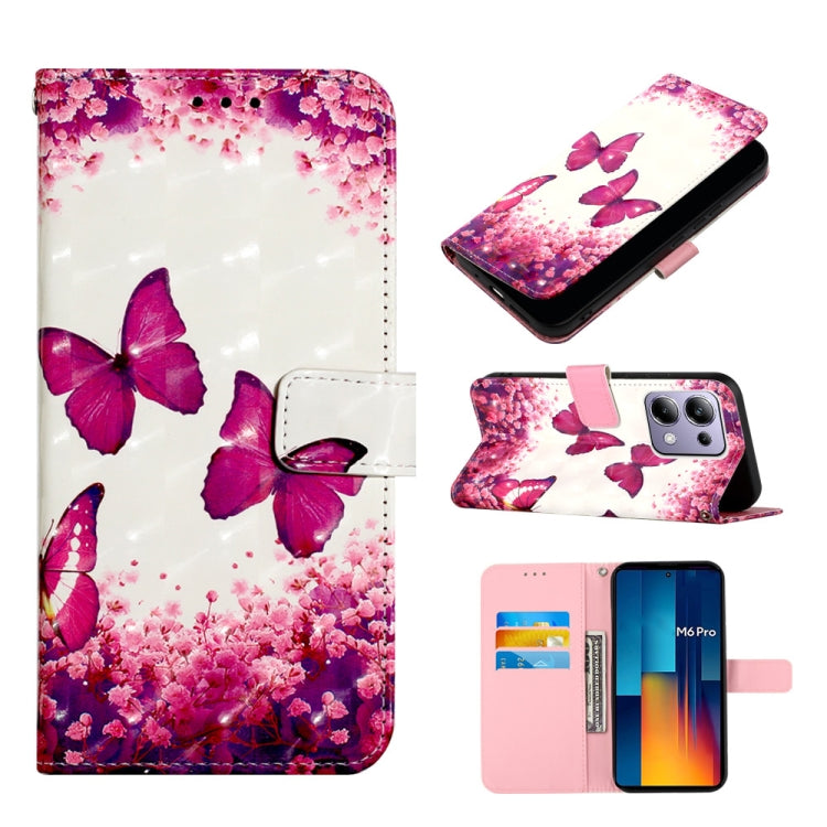 For Xiaomi Redmi Note 13 Pro 4G Global 3D Painting Horizontal Flip Leather Phone Case(Rose Butterfly) - Xiaomi Cases by buy2fix | Online Shopping UK | buy2fix