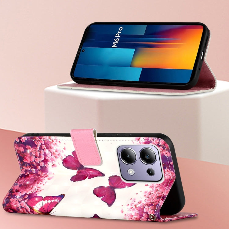 For Xiaomi Redmi Note 13 Pro 4G Global 3D Painting Horizontal Flip Leather Phone Case(Rose Butterfly) - Xiaomi Cases by buy2fix | Online Shopping UK | buy2fix