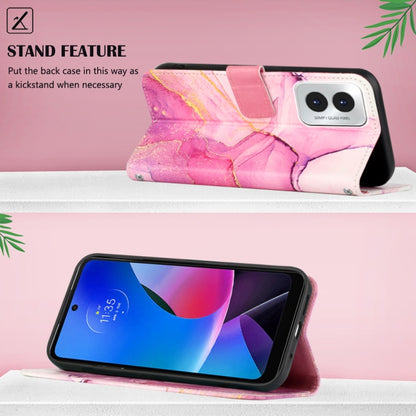 For Motorola Moto G Play 4G 2024 PT003 Marble Pattern Flip Leather Phone Case(Pink Purple Gold) by buy2fix