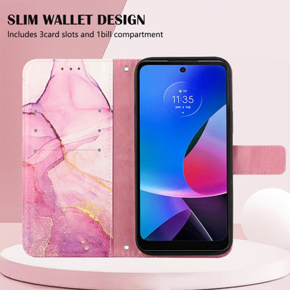 For Motorola Moto G Play 4G 2024 PT003 Marble Pattern Flip Leather Phone Case(Pink Purple Gold) by buy2fix