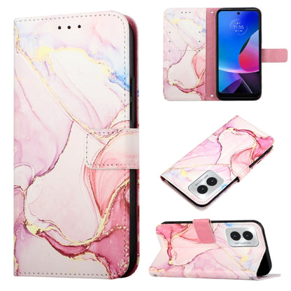 For Motorola Moto G Play 4G 2024 PT003 Marble Pattern Flip Leather Phone Case(Rose Gold) by buy2fix
