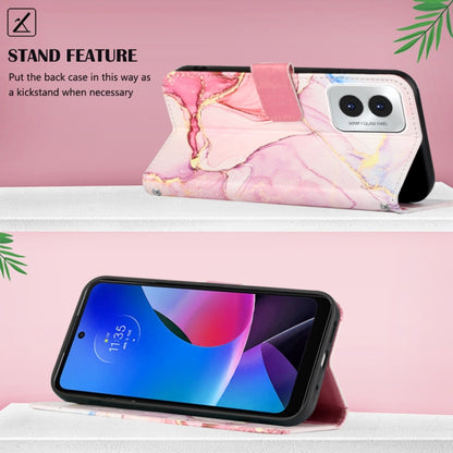 For Motorola Moto G Play 4G 2024 PT003 Marble Pattern Flip Leather Phone Case(Rose Gold) by buy2fix