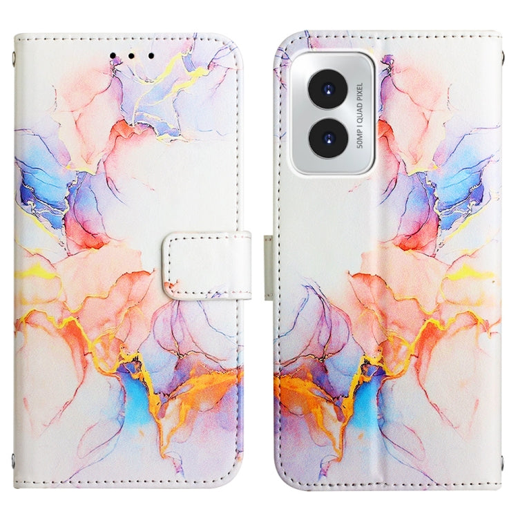 For Motorola Moto G Play 4G 2024 PT003 Marble Pattern Flip Leather Phone Case(Galaxy Marble White) by buy2fix