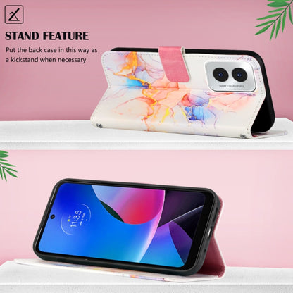 For Motorola Moto G Play 4G 2024 PT003 Marble Pattern Flip Leather Phone Case(Galaxy Marble White) by buy2fix