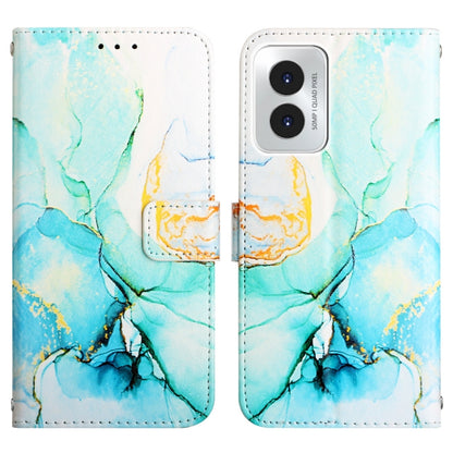 For Motorola Moto G Play 4G 2024 PT003 Marble Pattern Flip Leather Phone Case(Green) by buy2fix