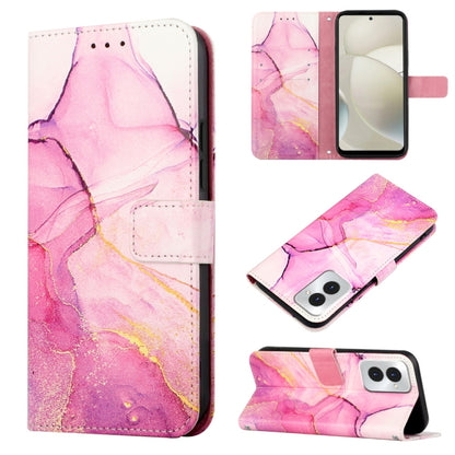 For Motorola Moto G Power 5G 2024 PT003 Marble Pattern Flip Leather Phone Case(Pink Purple Gold) by buy2fix