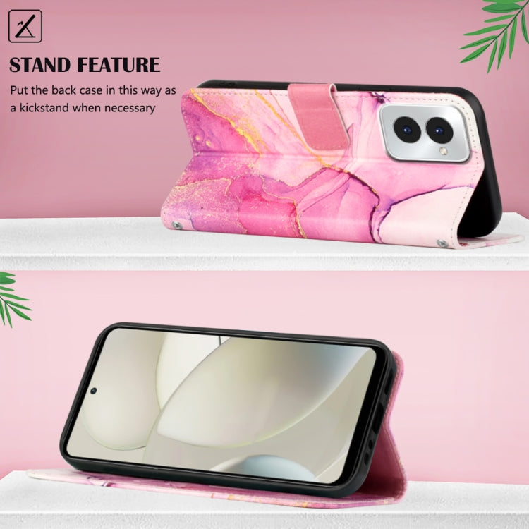 For Motorola Moto G Power 5G 2024 PT003 Marble Pattern Flip Leather Phone Case(Pink Purple Gold) by buy2fix