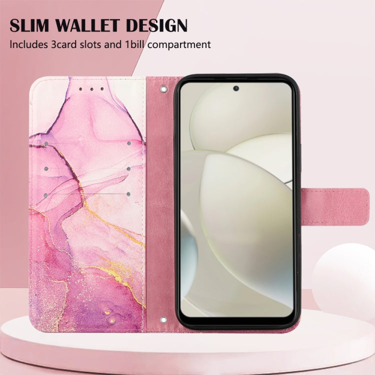 For Motorola Moto G Power 5G 2024 PT003 Marble Pattern Flip Leather Phone Case(Pink Purple Gold) by buy2fix