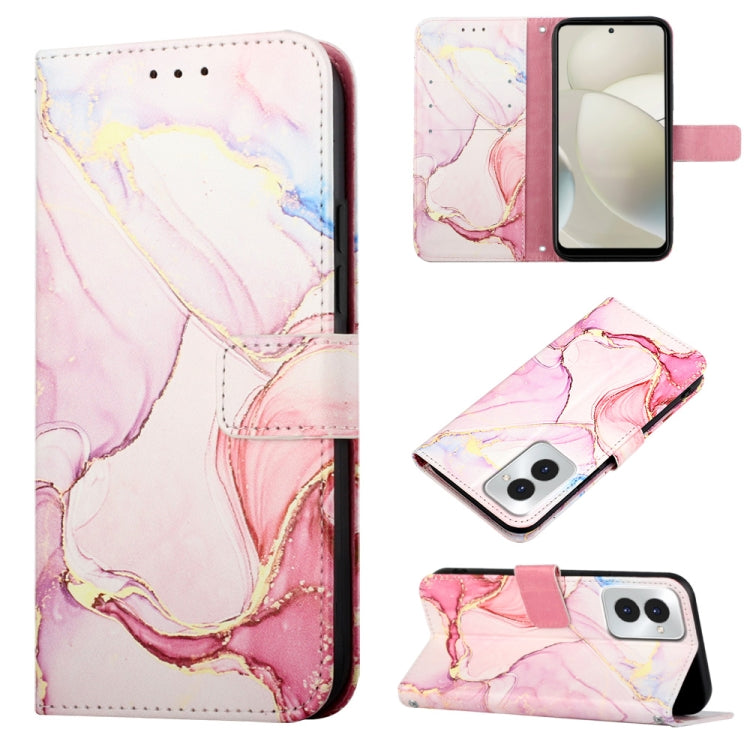 For Motorola Moto G Power 5G 2024 PT003 Marble Pattern Flip Leather Phone Case(Rose Gold) by buy2fix