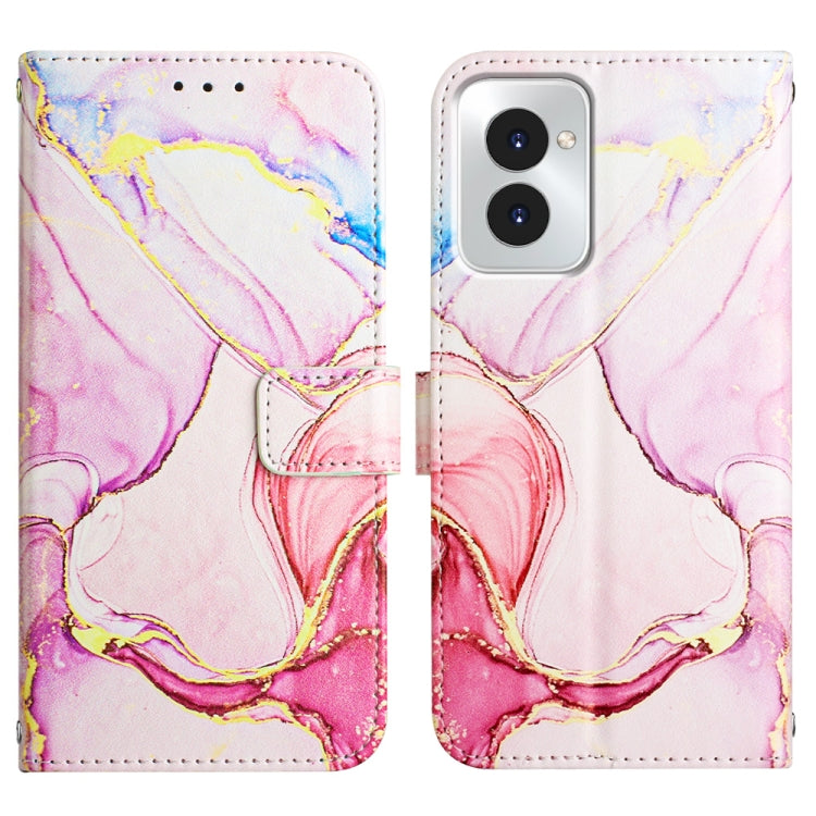 For Motorola Moto G Power 5G 2024 PT003 Marble Pattern Flip Leather Phone Case(Rose Gold) by buy2fix