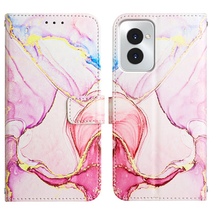 For Motorola Moto G Power 5G 2024 PT003 Marble Pattern Flip Leather Phone Case(Rose Gold) by buy2fix