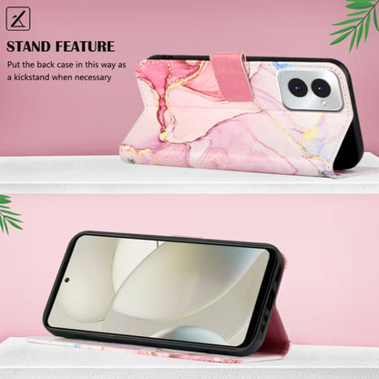 For Motorola Moto G Power 5G 2024 PT003 Marble Pattern Flip Leather Phone Case(Rose Gold) by buy2fix