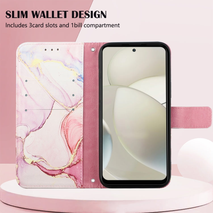 For Motorola Moto G Power 5G 2024 PT003 Marble Pattern Flip Leather Phone Case(Rose Gold) by buy2fix