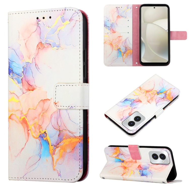 For Motorola Moto G Power 5G 2024 PT003 Marble Pattern Flip Leather Phone Case(Galaxy Marble White) by buy2fix
