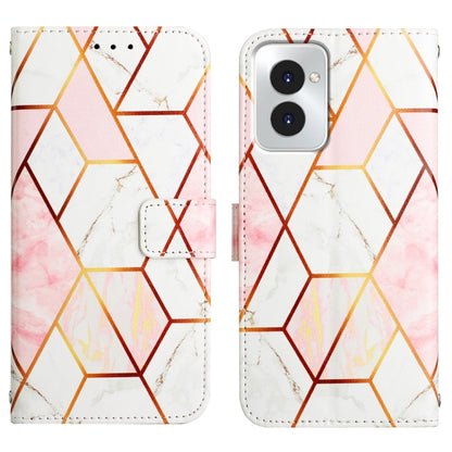 For Motorola Moto G Power 5G 2024 PT003 Marble Pattern Flip Leather Phone Case(Pink White) by buy2fix