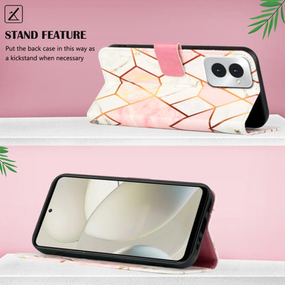 For Motorola Moto G Power 5G 2024 PT003 Marble Pattern Flip Leather Phone Case(Pink White) by buy2fix