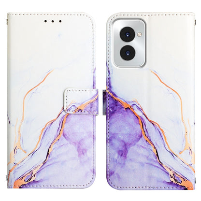 For Motorola Moto G Power 5G 2024 PT003 Marble Pattern Flip Leather Phone Case(White Purple) by buy2fix