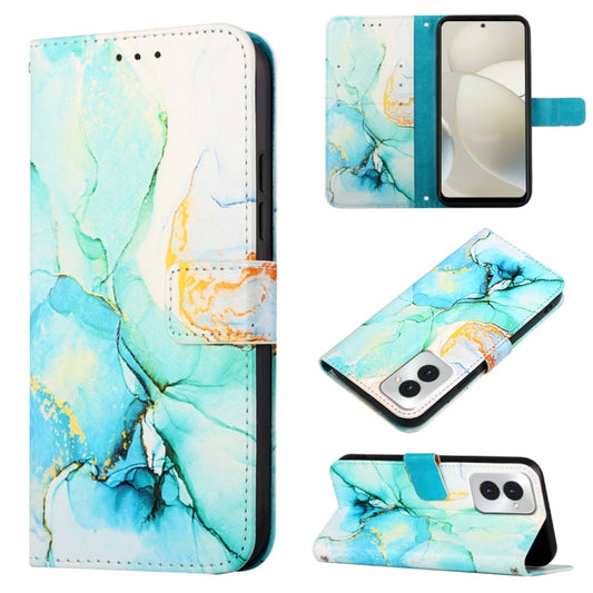 For Motorola Moto G Power 5G 2024 PT003 Marble Pattern Flip Leather Phone Case(Green) by buy2fix