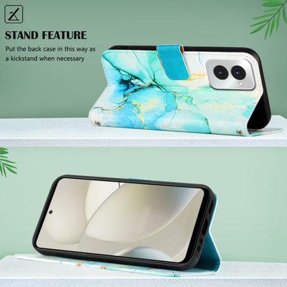 For Motorola Moto G Power 5G 2024 PT003 Marble Pattern Flip Leather Phone Case(Green) by buy2fix