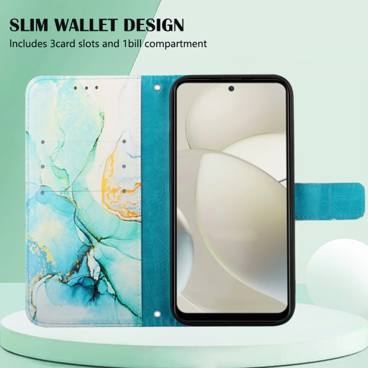 For Motorola Moto G Power 5G 2024 PT003 Marble Pattern Flip Leather Phone Case(Green) by buy2fix