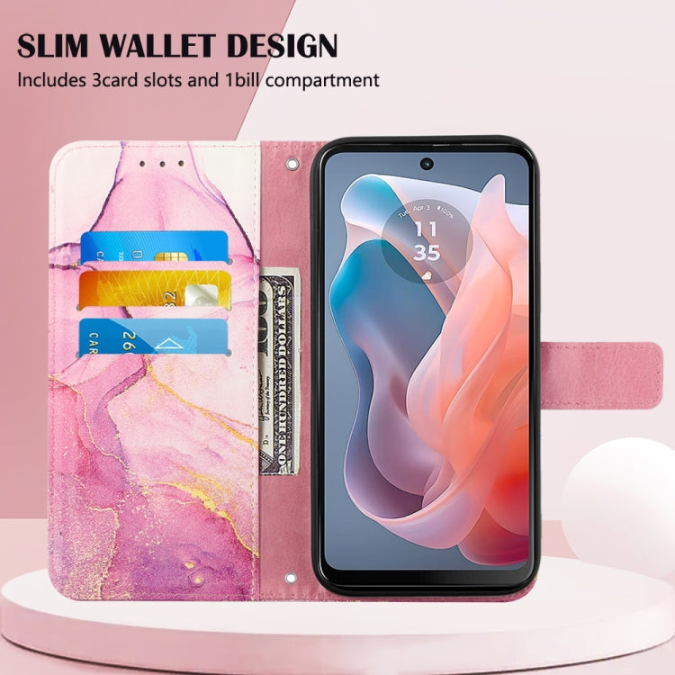 For Motorola Moto G Play 5G 2024 PT003 Marble Pattern Flip Leather Phone Case(Pink Purple Gold) by buy2fix