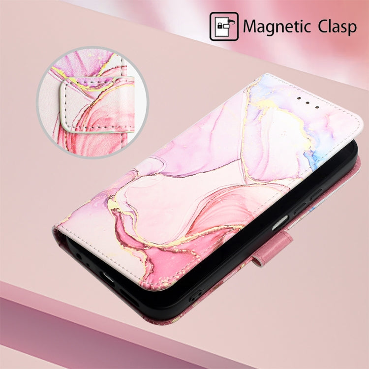 For Motorola Moto G Play 5G 2024 PT003 Marble Pattern Flip Leather Phone Case(Rose Gold) by buy2fix