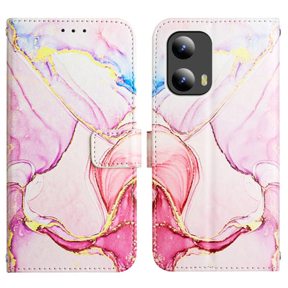 For Motorola Moto G Play 5G 2024 PT003 Marble Pattern Flip Leather Phone Case(Rose Gold) by buy2fix
