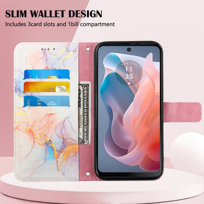 For Motorola Moto G Play 5G 2024 PT003 Marble Pattern Flip Leather Phone Case(Galaxy Marble White) by buy2fix