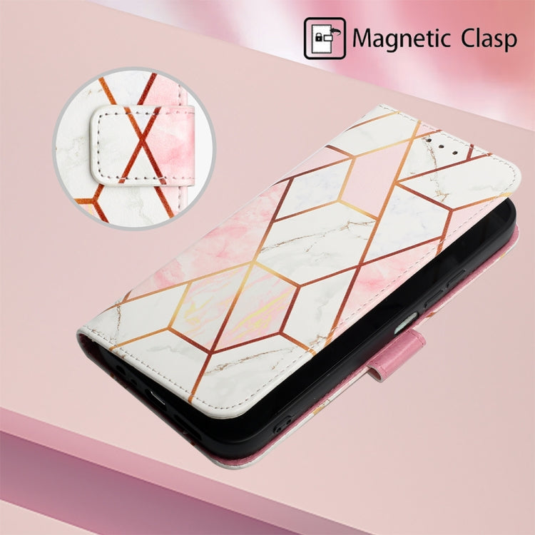 For Motorola Moto G Play 5G 2024 PT003 Marble Pattern Flip Leather Phone Case(Pink White) by buy2fix