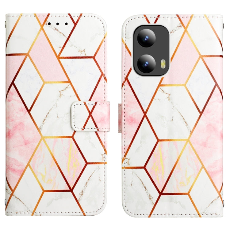 For Motorola Moto G Play 5G 2024 PT003 Marble Pattern Flip Leather Phone Case(Pink White) by buy2fix