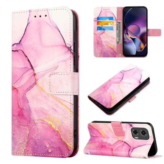 For Motorola Moto G Stylus 5G 2024 PT003 Marble Pattern Flip Leather Phone Case(Pink Purple Gold) by buy2fix