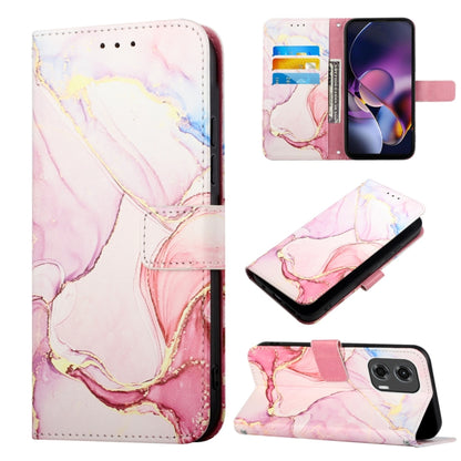 For Motorola Moto G Stylus 5G 2024 PT003 Marble Pattern Flip Leather Phone Case(Rose Gold) by buy2fix