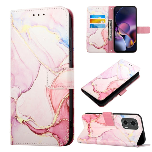 For Motorola Moto G Stylus 5G 2024 PT003 Marble Pattern Flip Leather Phone Case(Rose Gold) by buy2fix
