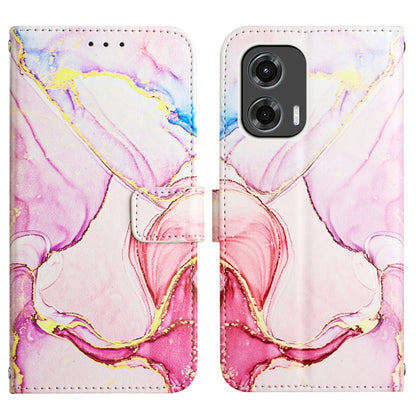 For Motorola Moto G Stylus 5G 2024 PT003 Marble Pattern Flip Leather Phone Case(Rose Gold) by buy2fix