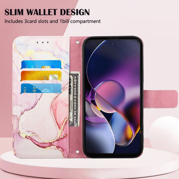 For Motorola Moto G Stylus 5G 2024 PT003 Marble Pattern Flip Leather Phone Case(Rose Gold) by buy2fix