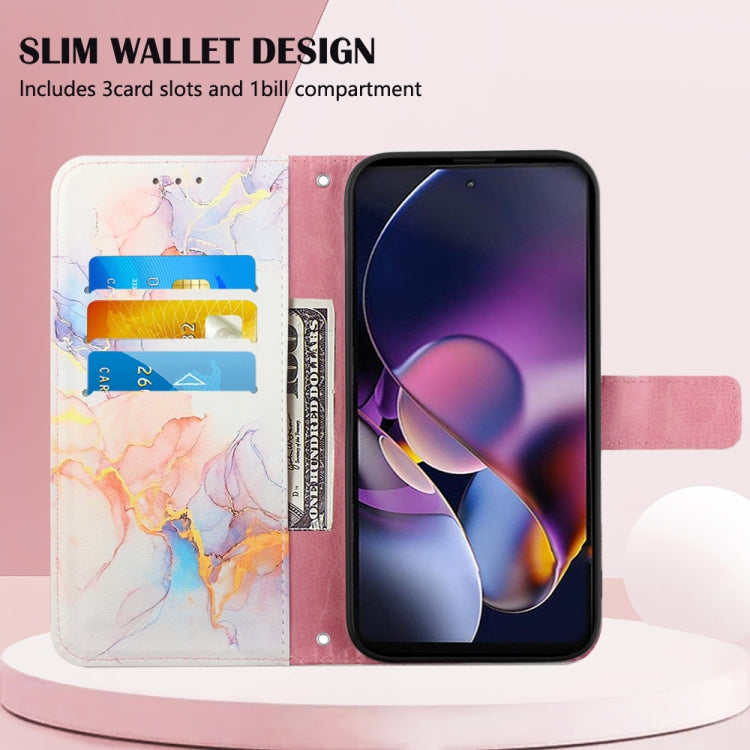 For Motorola Moto G Stylus 5G 2024 PT003 Marble Pattern Flip Leather Phone Case(Galaxy Marble White) by buy2fix