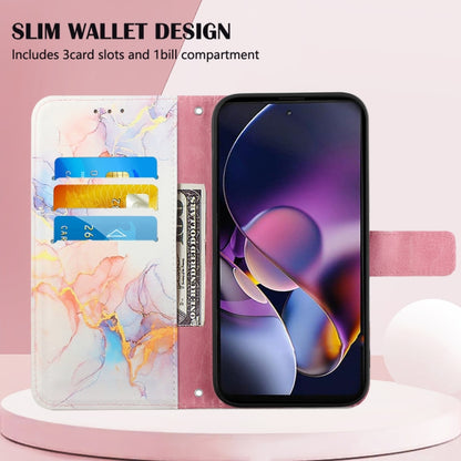 For Motorola Moto G Stylus 5G 2024 PT003 Marble Pattern Flip Leather Phone Case(Galaxy Marble White) by buy2fix