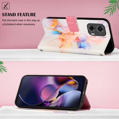 For Motorola Moto G Stylus 5G 2024 PT003 Marble Pattern Flip Leather Phone Case(Galaxy Marble White) by buy2fix