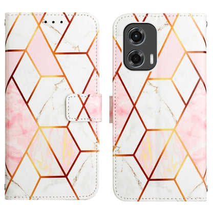 For Motorola Moto G Stylus 5G 2024 PT003 Marble Pattern Flip Leather Phone Case(Pink White) by buy2fix