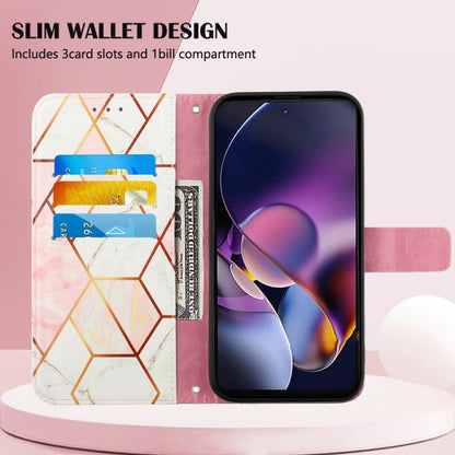 For Motorola Moto G Stylus 5G 2024 PT003 Marble Pattern Flip Leather Phone Case(Pink White) by buy2fix