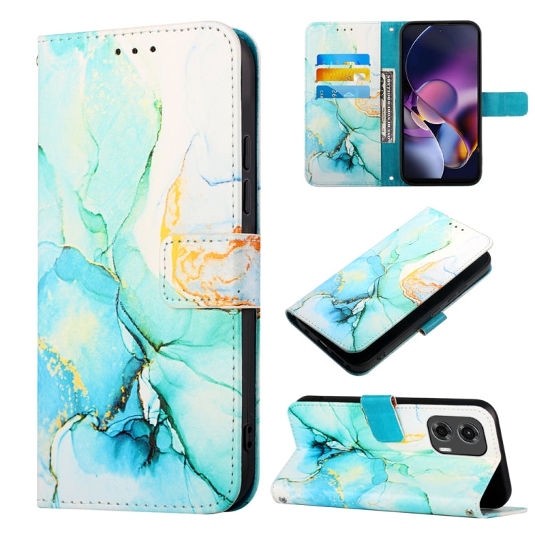 For Motorola Moto G Stylus 5G 2024 PT003 Marble Pattern Flip Leather Phone Case(Green) by buy2fix