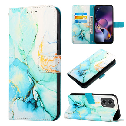 For Motorola Moto G Stylus 5G 2024 PT003 Marble Pattern Flip Leather Phone Case(Green) by buy2fix