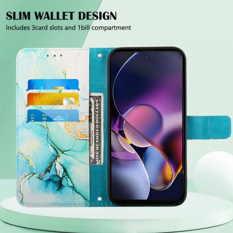 For Motorola Moto G Stylus 5G 2024 PT003 Marble Pattern Flip Leather Phone Case(Green) by buy2fix