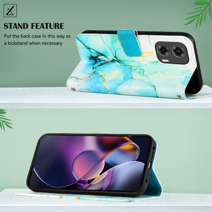 For Motorola Moto G Stylus 5G 2024 PT003 Marble Pattern Flip Leather Phone Case(Green) by buy2fix